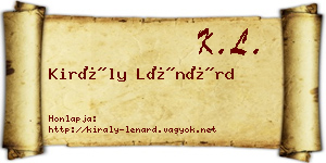 Király Lénárd névjegykártya